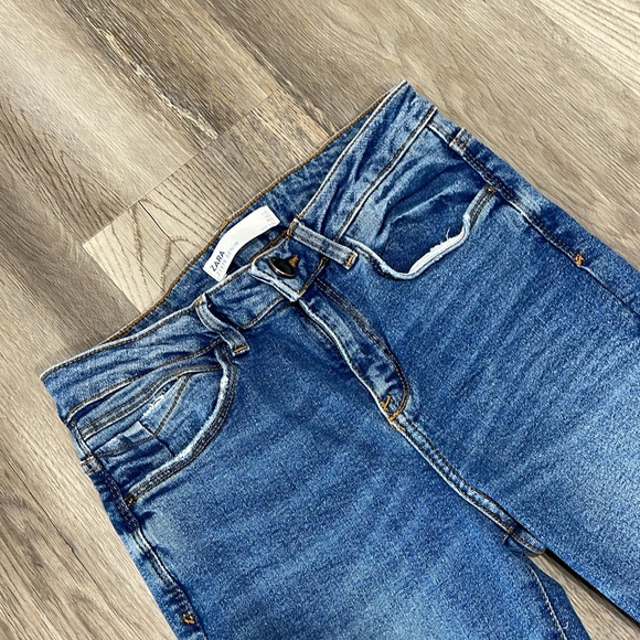 Zara Denim ankle jeans size 4 raw hem medium wash blue - Picture 6 of 15